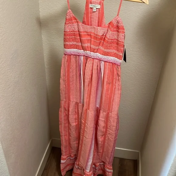 NWT XS Liverpool Women's Tiered Cross Back Maxi Dress. A487 - Picture 3 of 5